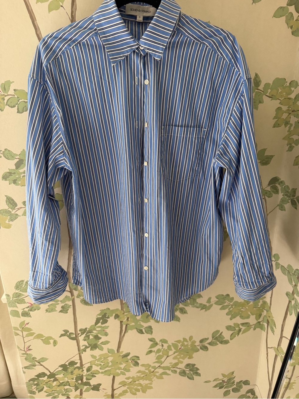 SOLID & STRIPED Blue and White Striped Button-Down Shirt